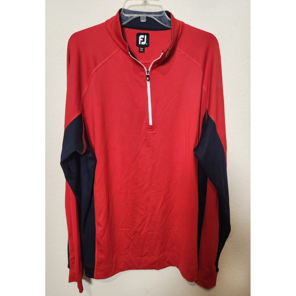 Footjoy Men's 1/2 Zip Mid Layer Long Sleeve Golf Pullover Red Blue Colorblock XL